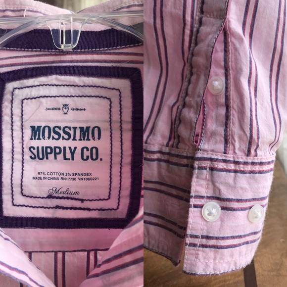 NFS- Mossimo Pink Striped Oxford Shirt 💘 Medium - Picture 8 of 8